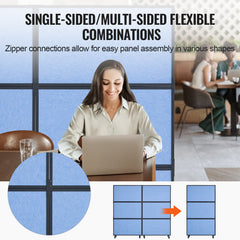 Acoustic Room Divider Partition Panel Privacy Screen 2 Pack Indigo Blue