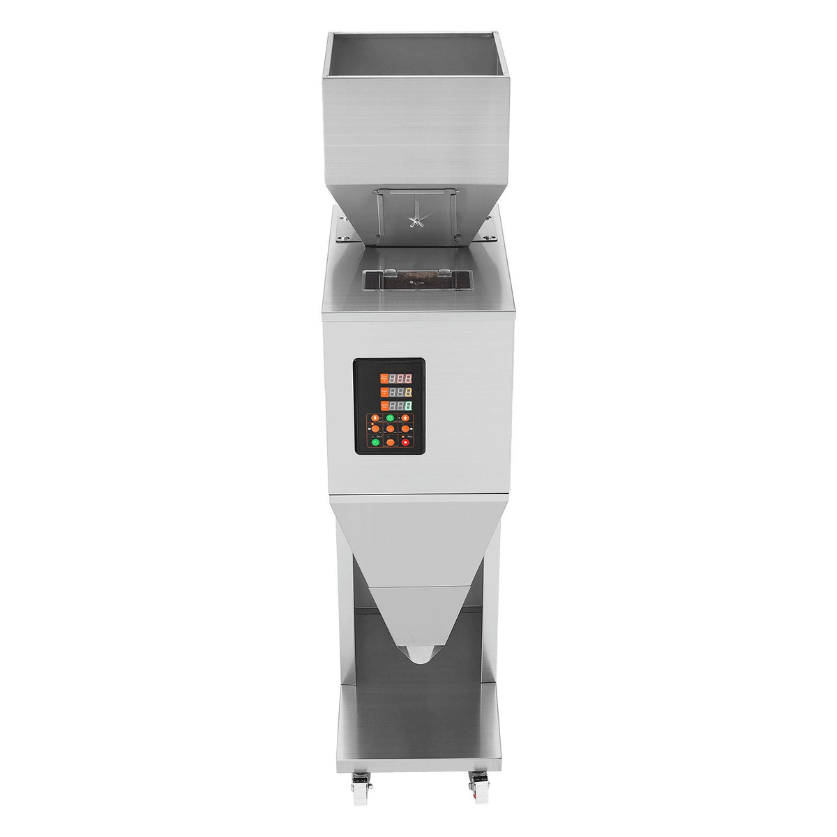 Particle Filling Machine, 10-1000g, Automatic Filler Machine with Foot Pedal, Stainless Steel Weighing Filling Machine, Weigh Filler Packing Machine for Beans Seeds Grains Tea Granular Packing