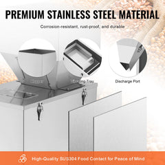Particle Filling Machine, 10-1000g, Automatic Filler Machine with Foot Pedal, Stainless Steel Weighing Filling Machine, Weigh Filler Packing Machine for Beans Seeds Grains Tea Granular Packing