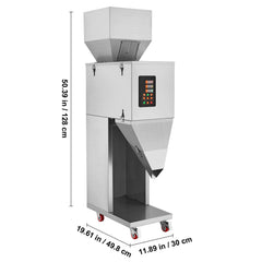 Particle Filling Machine, 10-1000g, Automatic Filler Machine with Foot Pedal, Stainless Steel Weighing Filling Machine, Weigh Filler Packing Machine for Beans Seeds Grains Tea Granular Packing