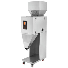 Particle Filling Machine, 10-1000g, Automatic Filler Machine with Foot Pedal, Stainless Steel Weighing Filling Machine, Weigh Filler Packing Machine for Beans Seeds Grains Tea Granular Packing