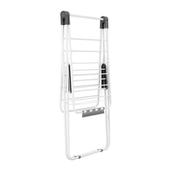 2-Tier Foldable Clothes Drying Rack with Sock Clips & 21 Drying Rods White