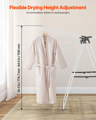 2-Tier Foldable Clothes Drying Rack with Sock Clips & 21 Drying Rods White