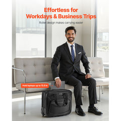 Rolling Laptop Bag 39.62 cm Wheeled Computer Bag for Women & Men Black