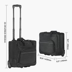 Rolling Laptop Bag 39.62 cm Wheeled Computer Bag for Women & Men Black