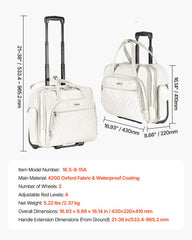 Rolling Laptop Bag, Fits Up to 15.6 Inch Laptop, Wheeled Briefcase, Roller Computer Tote Bag with 2 Fixed Wheels & Telescoping Handle, Laptop Case for Work Travel Business Office, Women Men