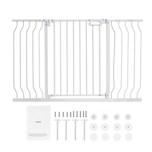 Baby Gate, 749-1346 mm Extra Wide, 762 mm High, Dog Gate for Stairs Doorways and House, Easy Step Walk Thru Auto Close Child Gate Pet Security Gate with Pressure Mount and Wall Mount Kit, White