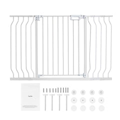 Baby Gate, 749-1346 mm Extra Wide, 762 mm High, Dog Gate for Stairs Doorways and House, Easy Step Walk Thru Auto Close Child Gate Pet Security Gate with Pressure Mount and Wall Mount Kit, White