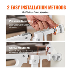 Baby Gate, 749-1346 mm Extra Wide, 762 mm High, Dog Gate for Stairs Doorways and House, Easy Step Walk Thru Auto Close Child Gate Pet Security Gate with Pressure Mount and Wall Mount Kit, White