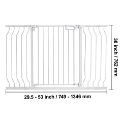 Baby Gate, 749-1346 mm Extra Wide, 762 mm High, Dog Gate for Stairs Doorways and House, Easy Step Walk Thru Auto Close Child Gate Pet Security Gate with Pressure Mount and Wall Mount Kit, White