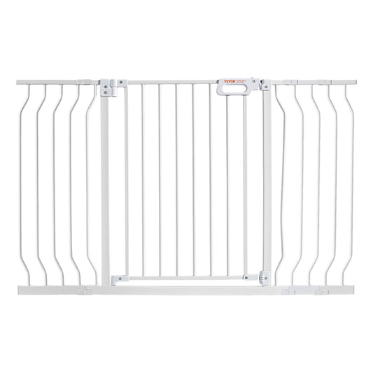 Baby Gate, 749-1346 mm Extra Wide, 762 mm High, Dog Gate for Stairs Doorways and House, Easy Step Walk Thru Auto Close Child Gate Pet Security Gate with Pressure Mount and Wall Mount Kit, White