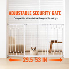 Baby Gate, 749-1346 mm Extra Wide, 762 mm High, Dog Gate for Stairs Doorways and House, Easy Step Walk Thru Auto Close Child Gate Pet Security Gate with Pressure Mount and Wall Mount Kit, White