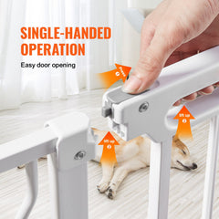 Baby Gate, 749-1346 mm Extra Wide, 762 mm High, Dog Gate for Stairs Doorways and House, Easy Step Walk Thru Auto Close Child Gate Pet Security Gate with Pressure Mount and Wall Mount Kit, White