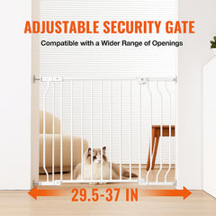Baby Gate, 749-990 mm Extra Wide, 762 mm High, Dog Gate for Stairs Doorways and House, Easy Step Walk Thru Auto Close Child Gate Pet Security Gate with Pressure Mount Kit & Wall Mount Kit, White