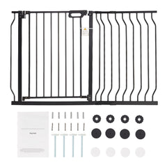 Baby Gate, 749-1229 mm Extra Wide, 762 mm High, Dog Gate for Stairs Doorways and House, Easy Step Walk Thru Auto Close Child Gate Pet Security Gate with Pressure Mount and Wall Mount Kit, Black