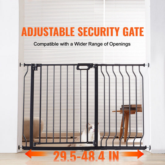 Baby Gate, 749-1229 mm Extra Wide, 762 mm High, Dog Gate for Stairs Doorways and House, Easy Step Walk Thru Auto Close Child Gate Pet Security Gate with Pressure Mount and Wall Mount Kit, Black