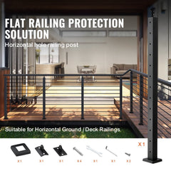 Cable Railing Post Level Deck Stair Post 42 x 1.97 x 1.97" Cable Handrail Post Stainless Steel Brushed Finishing Deck Railing Pre-Drilled Pickets with Mounting Bracket Stair Railing Kit Black 106.7*5*5cm