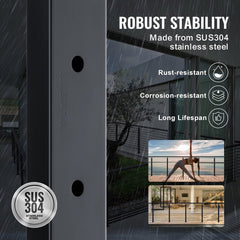 Cable Railing Post Level Deck Stair Post 42 x 1.97 x 1.97" Cable Handrail Post Stainless Steel Brushed Finishing Deck Railing Pre-Drilled Pickets with Mounting Bracket Stair Railing Kit Black 106.7*5*5cm