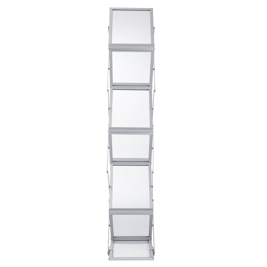 Literature Rack, 6 Pockets, Pop up Aluminum Magazine Rack, Lightweight Catalog Holder Stand w/Carrying Bag for Living Room, Hotel, Trade Show, Exhibition, Office