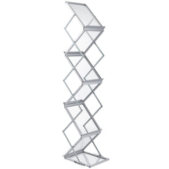 Literature Rack, 6 Pockets, Pop up Aluminum Magazine Rack, Lightweight Catalog Holder Stand w/Carrying Bag for Living Room, Hotel, Trade Show, Exhibition, Office