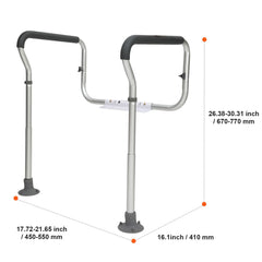 Toilet Safety Rail, Bathroom Toilet Seat Frame, Adjustable Width & Height Fit Most Toilets, Supports 136 kg, Toilet Handles Grab Bars with Padded Armrests for Handicap, Disabled, Seniors