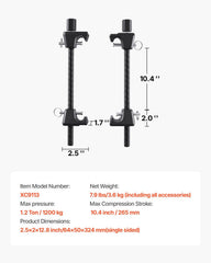 Strut Spring Compressor, 2 Pack, Heavy Duty Coil Spring Compressor Tool with 10.4 Inches(256 mm) Range, Compatible with 0.86 inches(22 mm) Hex Sockets, Fit for Car Truck Motorcycle, Black