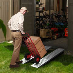 Portable Loading Ramps, 2 Pcs 1200 x 215 mm, Durable Aluminum Shed Ramp Set with Anti-Slip Holes, Compact Design and Easy Storage, 399.2 kg Weight Capacity, for ATV, Tractors, Lawn Mowers, Carts