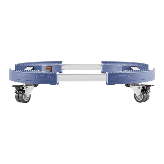 Trash Can Dolly with 4 Lockable Wheels, 440lbs Weight Capacity, Round Trash Can Roller Base, 15-22.8 in Adjustable, Heavy Duty Drum Dolly Plant Caddy, Multi-Functional Rolling Dolly Cart, Blue
