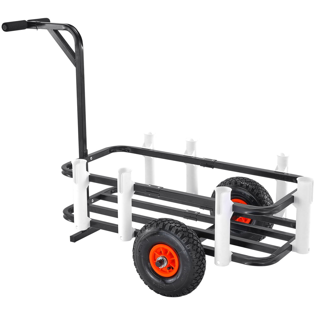 VEVOR Beach Fishing Cart, 91 kg Load Capacity, Fish and Marine Cart with Two 275 mm Big Wheels Rubber Balloon Tires for Sand, Heavy-Duty Steel Pier Wagon Trolley with 7 Rod Holders for Fishing, Picnic