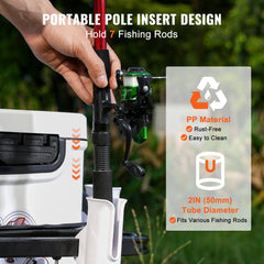 VEVOR Beach Fishing Cart, 91 kg Load Capacity, Fish and Marine Cart with Two 275 mm Big Wheels Rubber Balloon Tires for Sand, Heavy-Duty Steel Pier Wagon Trolley with 7 Rod Holders for Fishing, Picnic