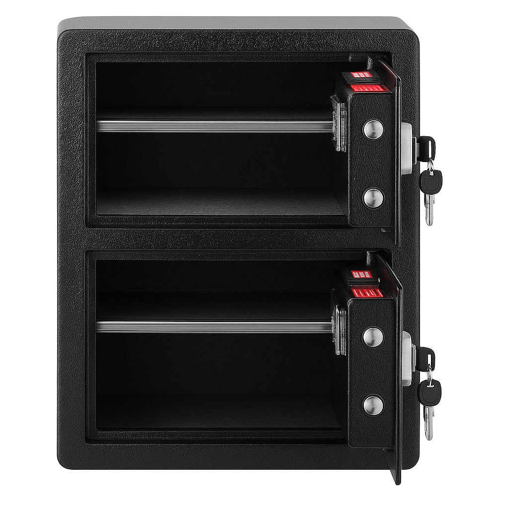 Double Door 3.5 cu.ft Safe Box with Key Lock Password Fireproof Bag Black