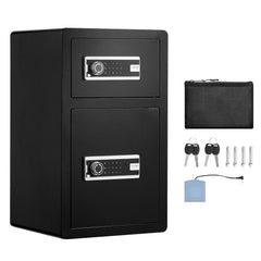 Double Doors 4.5 cu.ft Safe Box with Key Lock & Password, Safe Lock Box with Fireproof Bag, Key Rack, LED Light and 2 Height Adjustable and Removable Divider for Money, Documents and Valuables