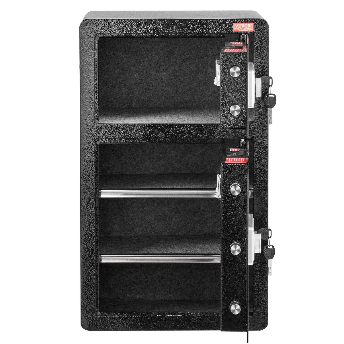 Double Doors 4.5 cu.ft Safe Box with Key Lock & Password, Safe Lock Box with Fireproof Bag, Key Rack, LED Light and 2 Height Adjustable and Removable Divider for Money, Documents and Valuables