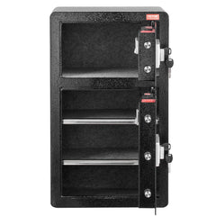 Double Doors 4.5 cu.ft Safe Box with Key Lock & Password, Safe Lock Box with Fireproof Bag, Key Rack, LED Light and 2 Height Adjustable and Removable Divider for Money, Documents and Valuables