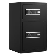 Double Doors 4.5 cu.ft Safe Box with Key Lock & Password, Safe Lock Box with Fireproof Bag, Key Rack, LED Light and 2 Height Adjustable and Removable Divider for Money, Documents and Valuables