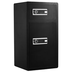 Double Doors 7.2 cu.ft Safe Box with Key Lock & Password, Safe Lock Box with Fireproof Bag, Key Rack, LED Light and 2 Height Adjustable and Removable Divider for Money, Documents, Jewelry and Valuables, Black