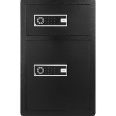 Double Doors 7.2 cu.ft Safe Box with Key Lock & Password, Safe Lock Box with Fireproof Bag, Key Rack, LED Light and 2 Height Adjustable and Removable Divider for Money, Documents, Jewelry and Valuables, Black