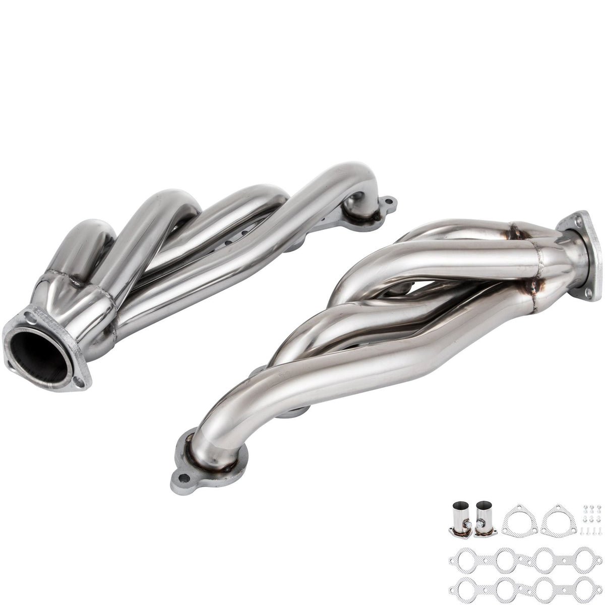 Exhaust Header Set 1 5/8" Exhaust Turbo Headers, Stainless Steel Exhaust Manifold Headers, Shorty Engine Conversion LS Swap Exhaust Headers for Chevy Corvette 1963-1981 V8 Engines LS1 LS2 LS3 LS6 LS10 SUV/Truck Car