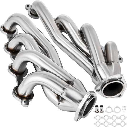 Exhaust Header Set 1 5/8" Exhaust Turbo Headers, Stainless Steel Exhaust Manifold Headers, Shorty Engine Conversion LS Swap Exhaust Headers for Chevy Corvette 1963-1981 V8 Engines LS1 LS2 LS3 LS6 LS10 SUV/Truck Car
