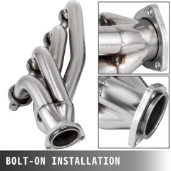 Exhaust Header Set 1 5/8" Exhaust Turbo Headers, Stainless Steel Exhaust Manifold Headers, Shorty Engine Conversion LS Swap Exhaust Headers for Chevy Corvette 1963-1981 V8 Engines LS1 LS2 LS3 LS6 LS10 SUV/Truck Car
