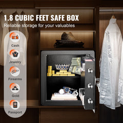 Safe 1.8 Cubic Feet Home Safe Steel for Cash Gold 15.75x13x16.9 inch