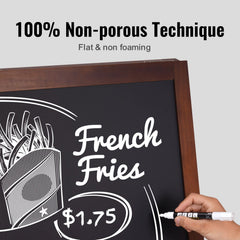 VEOVR A Frame Chalkboard Sign, 50x102 cm Double-Sided Sidewalk Signs, Freestanding Vintage Wooden Chalk Board with Chalks & Magnetic Eraser, Rustic Brown Outdoor Sandwich Board Kitchen Home Wedding