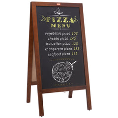 VEOVR A Frame Chalkboard Sign, 50x102 cm Double-Sided Sidewalk Signs, Freestanding Vintage Wooden Chalk Board with Chalks & Magnetic Eraser, Rustic Brown Outdoor Sandwich Board Kitchen Home Wedding