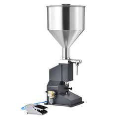 Pneumatic Paste Liquid Filling Machine, 5-50ml Bottle Filler, Bottle Filling Machine, Stainless Steel Liquid Filler with Pedal for Milk Water Juice Essential Oil Shampoo Cosmetic Honey Lotion