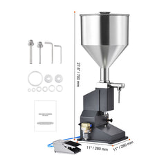 Pneumatic Paste Liquid Filling Machine, 5-50ml Bottle Filler, Bottle Filling Machine, Stainless Steel Liquid Filler with Pedal for Milk Water Juice Essential Oil Shampoo Cosmetic Honey Lotion