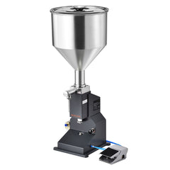 Pneumatic Paste Liquid Filling Machine, 5-50ml Bottle Filler, Bottle Filling Machine, Stainless Steel Liquid Filler with Pedal for Milk Water Juice Essential Oil Shampoo Cosmetic Honey Lotion