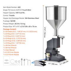 Pneumatic Paste Liquid Filling Machine, 5-50ml Bottle Filler, Bottle Filling Machine, Stainless Steel Liquid Filler with Pedal for Milk Water Juice Essential Oil Shampoo Cosmetic Honey Lotion