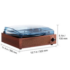 Bluetooth Vinyl Record Player 3-Speed Belt Driven Turntable 5W Speakers