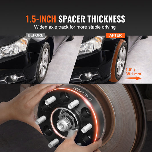 1.5" 6"x5.3" Wheel Spacers Wheel Adapters 6 Lug Forged Spacer 4 PCS Black