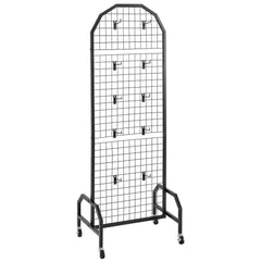 2 Packs Grid Wall Panels, 600 x 1640mm Wire Grid Panels Display Rack, Movable Art Display Shelf with Wheels and 20 Hooks, Black Carbon Steel Gridwall for Craft Show, Decor, Storage, Notice Board